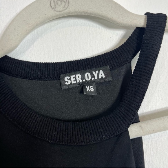 SER.O.YA Rachel Black Mini Dress One Shoulder Bodycon XS - Picture 7 of 9